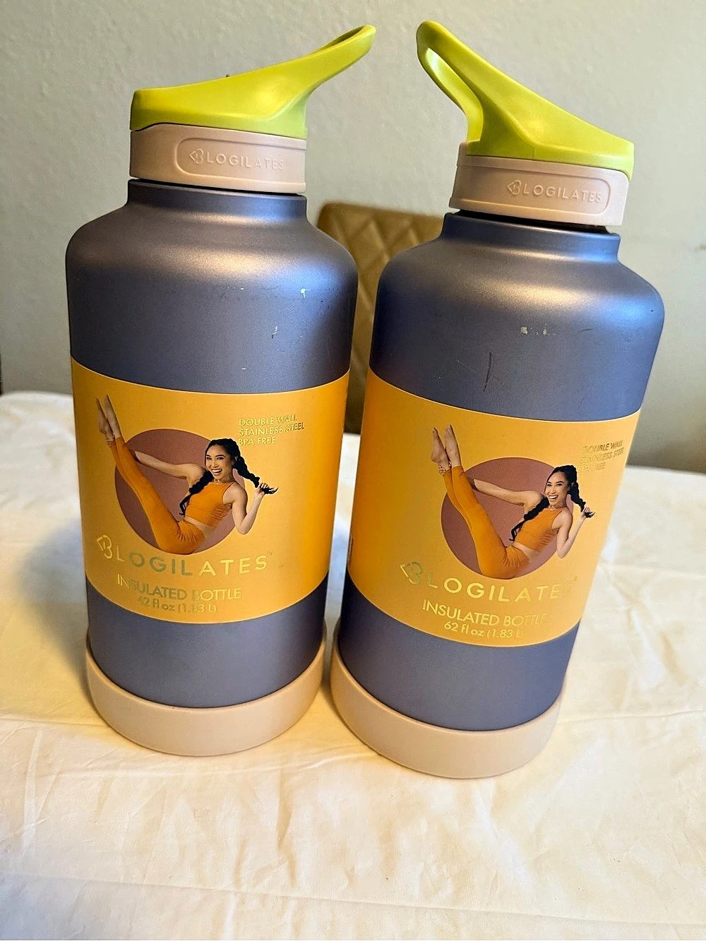 Corkcicle x Pilates Insulated Bottle Pilates Insulated Bottles Gray & Yellow